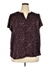Monday Fun 100% Polyester Stars Burgundy Short Sleeve Blouse Size 2X - photo 1