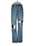 Express Color Block Blue Jeans Size 10 - photo 1