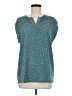 Papermoon 100% Polyester Stars Teal Short Sleeve Blouse Size M - photo 1