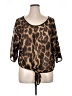 Bongo 100% Polyester Animal Print Brown 3/4 Sleeve Blouse Size 1X - photo 1
