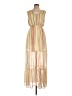 Unbranded 100% Polyester Stripes Tan Ivory Casual Dress Size L - photo 1