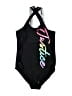 Justice 100% Polyester Graphic Black One Piece Swimsuit Size 14 - photo 1