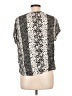 Staccato 100% Rayon Animal Print Floral Polka Dots Tropical White Silver Short Sleeve Blouse Size L - photo 2