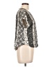 Staccato 100% Rayon Animal Print Floral Polka Dots Tropical White Silver Short Sleeve Blouse Size L - photo 4