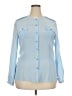 Pendleton 100% Silk Blue Long Sleeve Silk Top Size 18 - photo 1