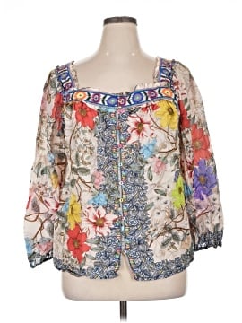 Johnny Was 3/4 Sleeve Silk Top