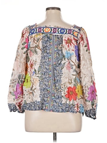 Johnny Was 3/4 Sleeve Silk Top (view 2)