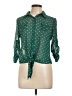 Mine 100% Polyester Polka Dots Green 3/4 Sleeve Blouse Size L - photo 1