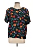 Sag Harbor 100% Rayon Floral Black Short Sleeve Blouse Size L - photo 1