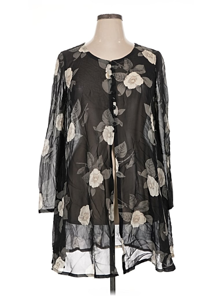 Pre-owned Dana Buchman Long Sleeve Blouse In Gray