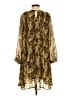 NY Collection 100% Polyester Animal Print Gold Casual Dress Size S (petite) - photo 2