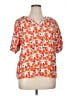 Vivilli Floral Orange Short Sleeve Blouse Size XL - photo 1