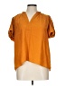 Rose + Olive Orange Short Sleeve Blouse Size L - photo 1