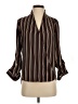 Pleione 100% Polyester Stripes Brown 3/4 Sleeve Blouse Size XS - photo 1