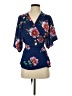 Gibson 100% Polyester Floral Blue Short Sleeve Blouse Size S - photo 1