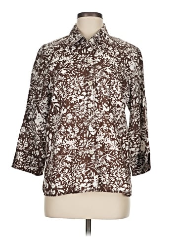 Liz Claiborne 3/4 Sleeve Button-Down Shirt (view 1)
