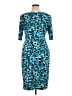 Connected Apparel Print Teal Cocktail Dress Size 16 - photo 2