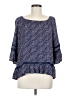 Hannah 100% Rayon Blue 3/4 Sleeve Blouse Size M - photo 1
