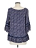 Hannah 100% Rayon Blue 3/4 Sleeve Blouse Size M - photo 2