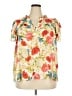 Rose + Olive 100% Polyester Floral Ivory Short Sleeve Blouse Size 2X - photo 1