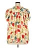Rose + Olive 100% Polyester Floral Ivory Short Sleeve Blouse Size 2X - photo 2