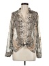 Maven West Animal Print Silver Long Sleeve Blouse Size M - photo 1