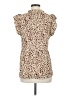 Angashion Animal Print Ivory Short Sleeve Blouse Size M - photo 2