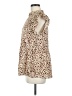Angashion Animal Print Ivory Short Sleeve Blouse Size M - photo 5