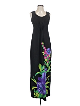 emma and michele maxi dress Emma & Michele Womens Babydoll Maxi Dress Size XL Black Paisley Stretch Boho