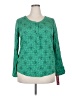 Merona 100% Polyester Polka Dots Green Long Sleeve Blouse Size XXL - photo 1