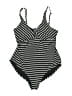 Catalina Stripes Black One Piece Swimsuit Size L - photo 1