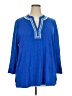Chico's 100% Linen Blue Long Sleeve Polo Size XXL (4) - photo 1