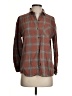 Love Notes 100% Cotton Plaid Brown Long Sleeve Button-Down Shirt Size S - photo 1