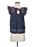 Point Sur 100% Cotton Blue Short Sleeve Blouse Size S - photo 1