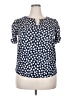 Maison d' Amelie Polka Dots Blue Short Sleeve Blouse Size 2X (estimated) - photo 1