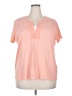 Basic Editions 100% Cotton Pink Short Sleeve Henley Size 2X - photo 1