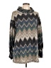 First Love Chevron-herringbone Teal Turtleneck Sweater Size L - photo 1