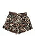 River Island 100% Polyester Animal Print Brown Shorts Size 12 - photo 1