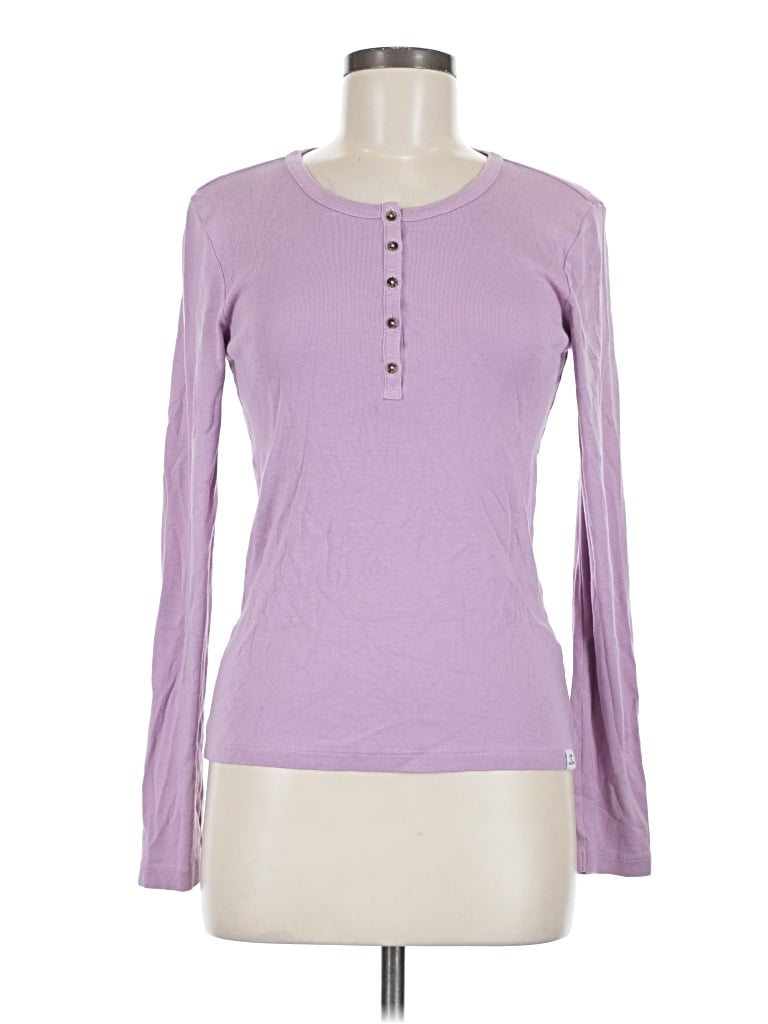 Pre-owned Life Is Good Long Sleeve Henley Shirt In Purple