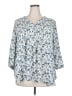 Rose + Olive 100% Polyester Blue 3/4 Sleeve Blouse Size 2X - photo 1