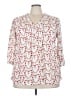 Rose + Olive 100% Polyester Hearts White 3/4 Sleeve Blouse Size 2X - photo 1