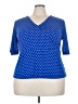 Liz Claiborne Polka Dots Blue Short Sleeve Top Size XXL - photo 1
