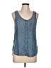 Mudd 100% Lyocell Blue Sleeveless Button-Down Shirt Size L - photo 1