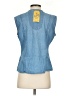 Bill Blass 100% Cotton Blue Sleeveless Button-Down Shirt Size S - photo 2