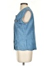Bill Blass 100% Cotton Blue Sleeveless Button-Down Shirt Size S - photo 7