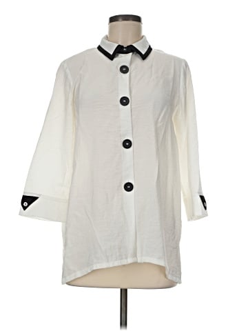 JM Collection 3/4 Sleeve Button-Down Shirt (view 1)