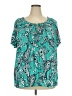 Croft & Barrow 100% Polyester Teal Short Sleeve Blouse Size 2X - photo 1