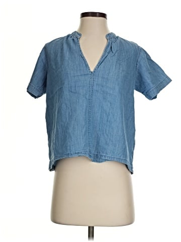 Madewell Denim V-Neck Top in Hadley Wash (view 1)