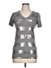 Love Rocks Metallic Silver Short Sleeve Top Size L - photo 1