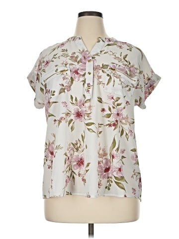 Flower & Feather Short Sleeve Blouse (view 1)